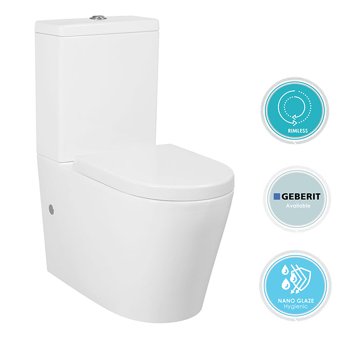 Alzano Rimless Back to Wall Toilet Suite, Gloss White - main view