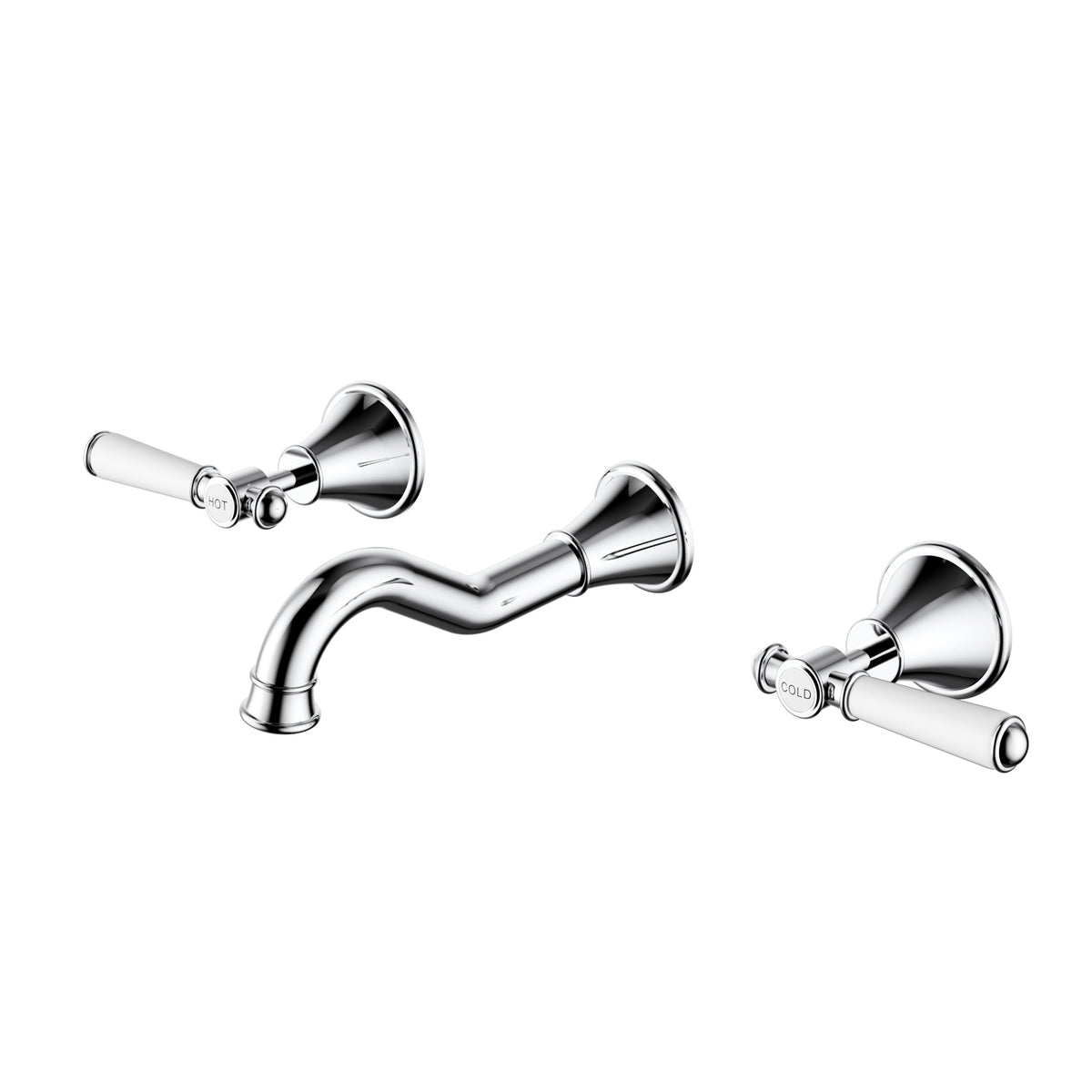 Clasico Bath Tap Set / Ceramic Handle - Chrome