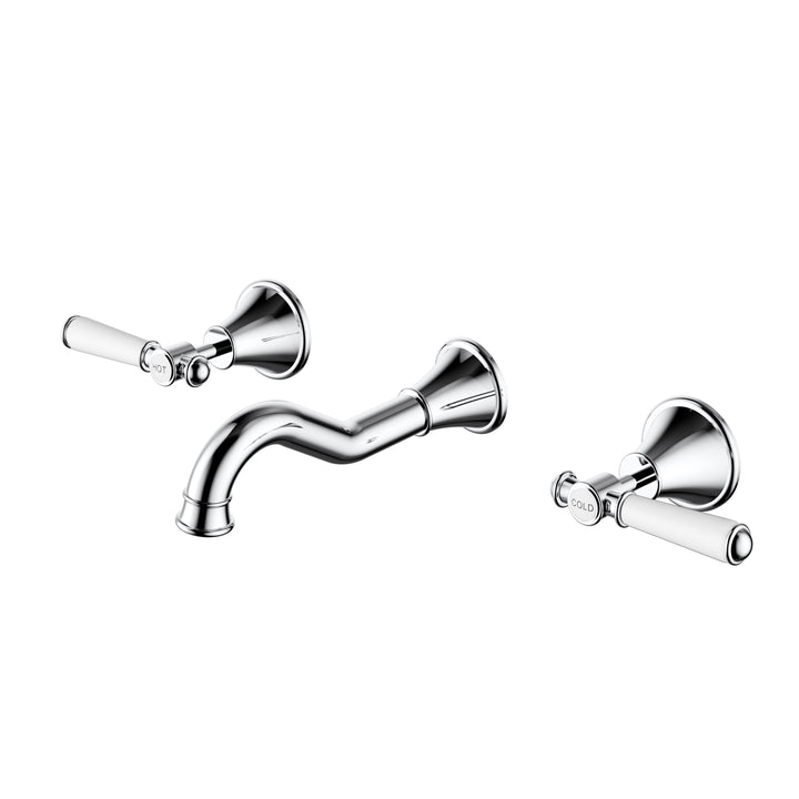 Clasico Bath Tap Set / Ceramic Handle - Chrome