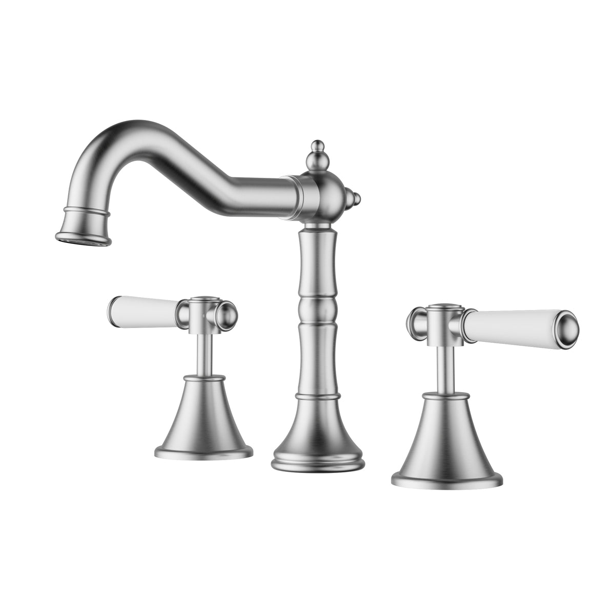 Clasico Basin Tap Set / Ceramic Handle - Brushed Nickel