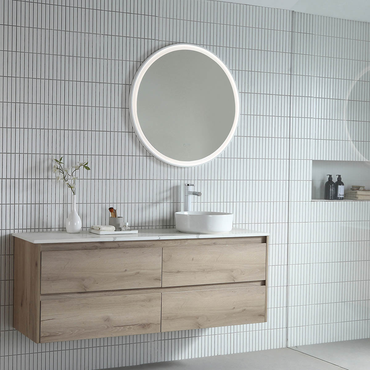 Eclipse LED Mirror Milano White lifestyle view 3