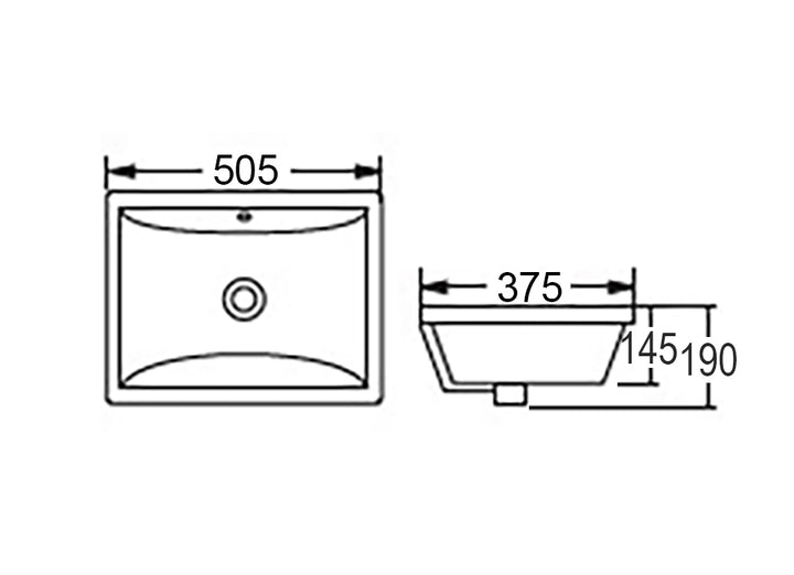 Undermount Square 505x375x190 Basin