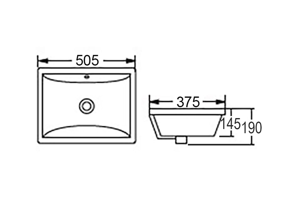 Undermount Square 505x375x190 Basin