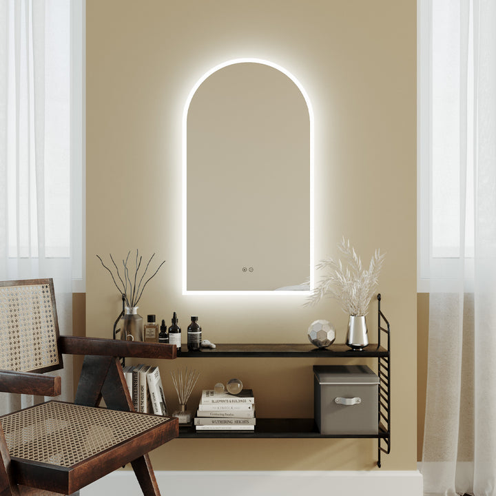 Arch LED Mirror with Demister and Portable Magnifier Frameless product view 3