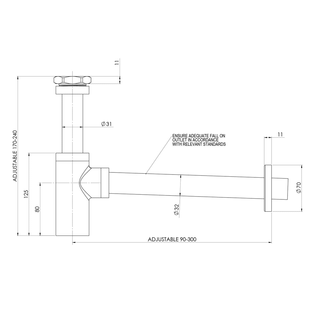 40mm Bottle Trap - Brushed Bronze