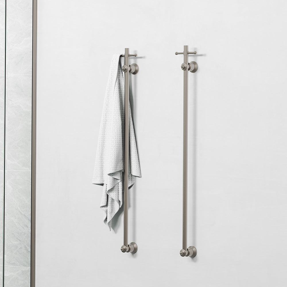 Lillian Vertical Heated Towel Rail, 93 x 1000mm - Brushed Nickel