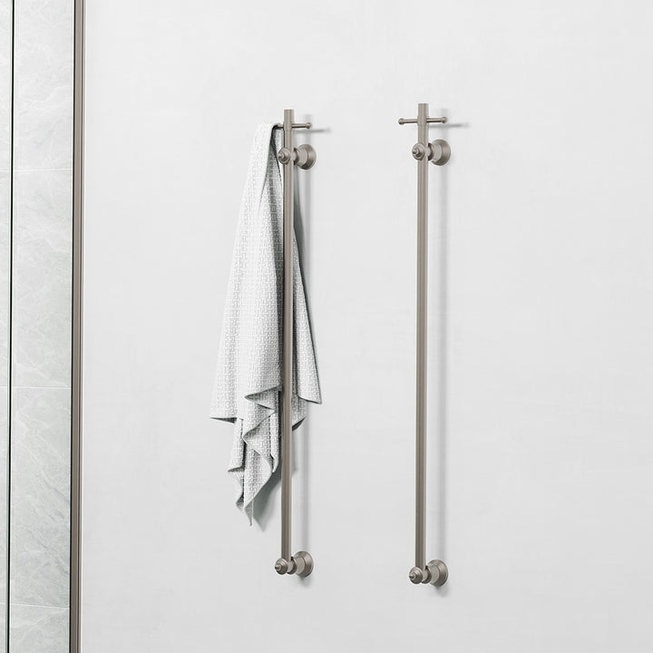 Lillian Vertical Heated Towel Rail, 93 x 1000mm - Brushed Nickel
