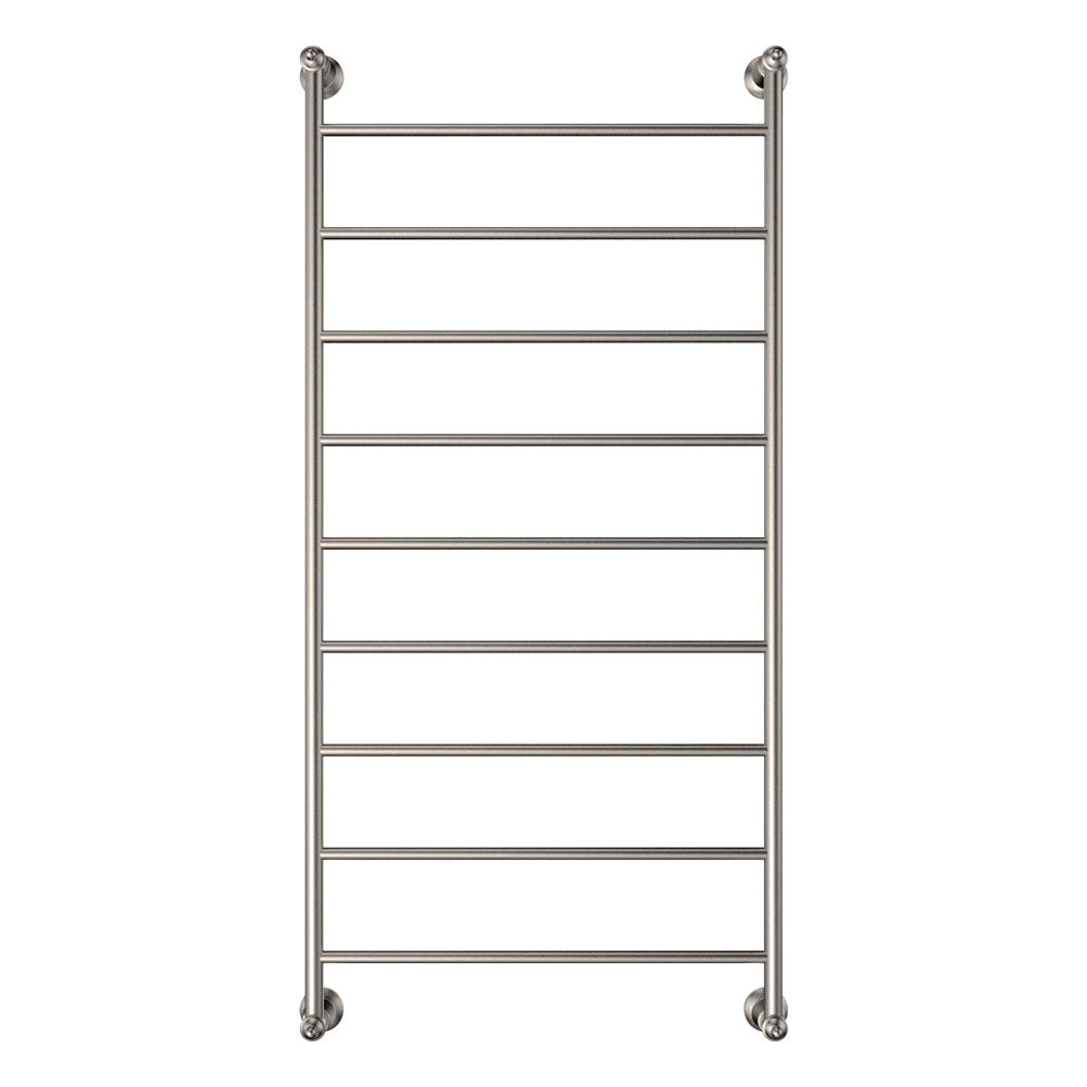 Lillian Heated Towel Rail, 600 x 1200mm - Brushed Nickel