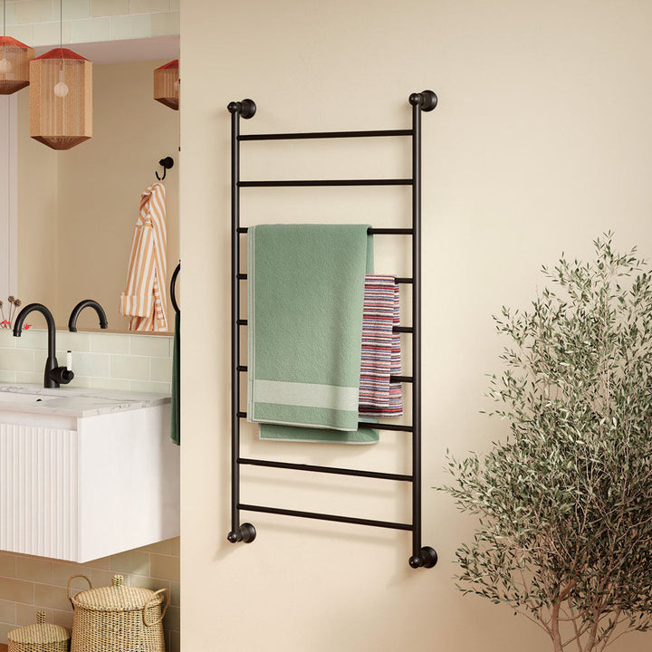 Lillian Heated Towel Rail, 600 x 1200mm - Matte Black