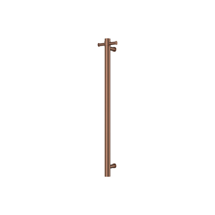 Isabella Vertical Heated Towel Rail, 100 x 900mm - Brushed Copper