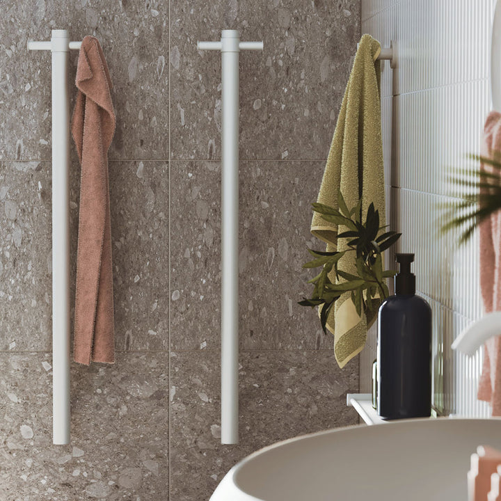 Isabella Vertical Heated Towel Rail, 100 x 900mm - Matte White