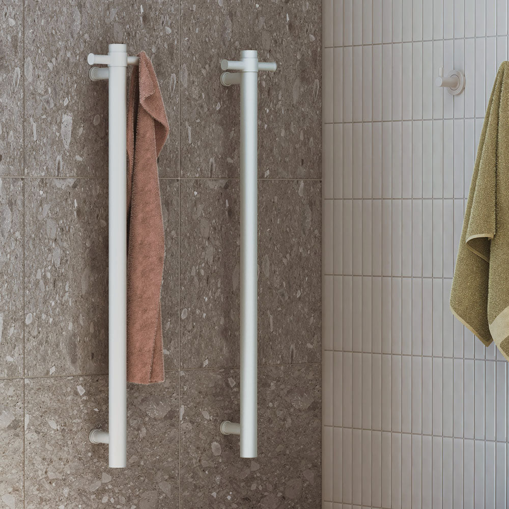 Isabella Vertical Heated Towel Rail, 100 x 900mm - Matte White