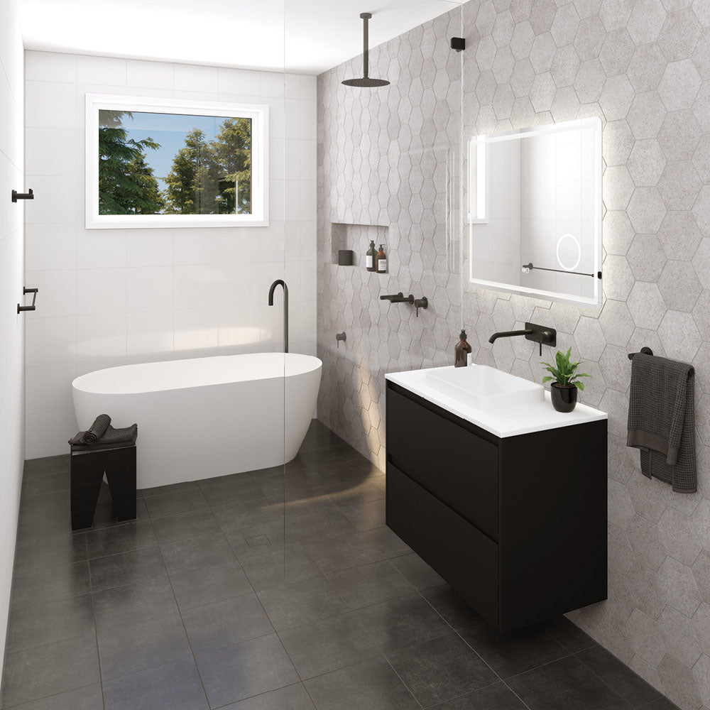 Kaya Single Towel Rail, 900mm - Matte Black