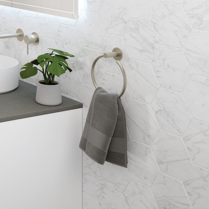 Kaya Hand Towel Ring - Brushed Nickel