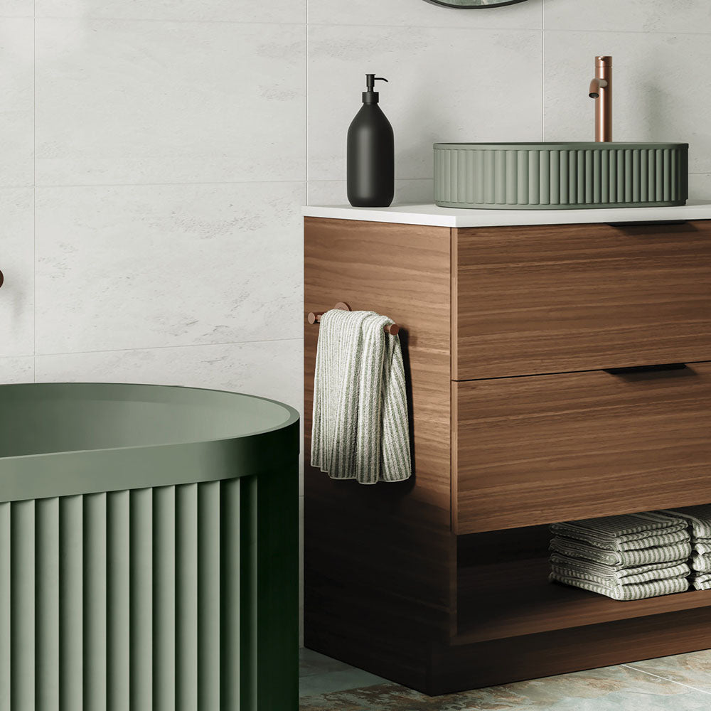 Kaya Hand Towel Rail / Toilet Roll Holder - Brushed Copper