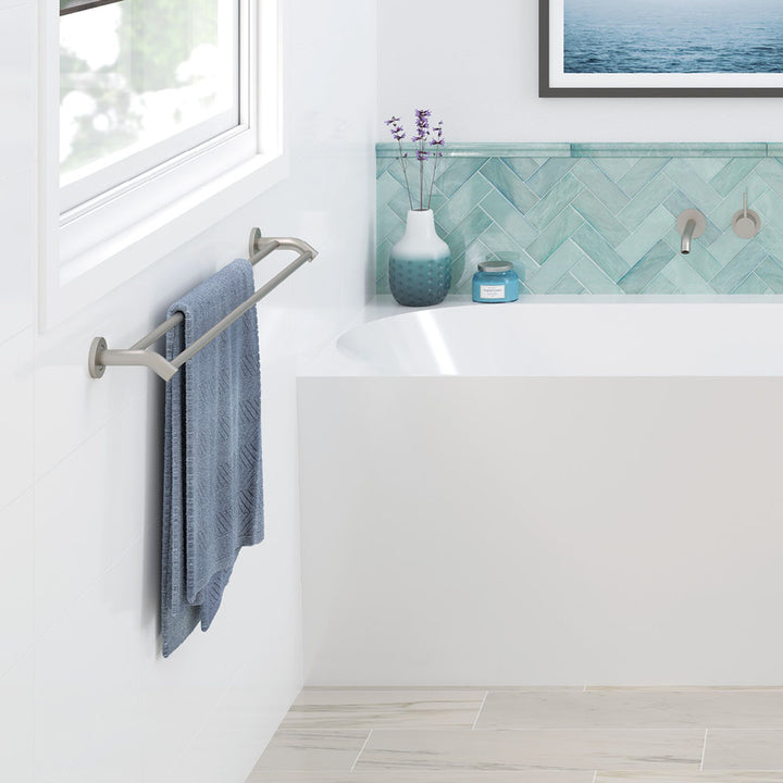 Kaya Double Towel Rail, 900mm - Brushed Nickel