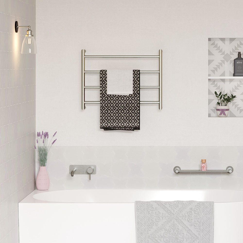 Kaya Heated Towel Rail, 600 x 450mm - Brushed Nickel