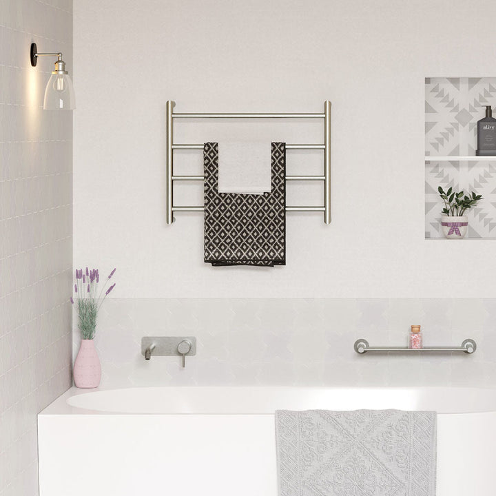Kaya Heated Towel Rail, 600 x 450mm - Brushed Nickel
