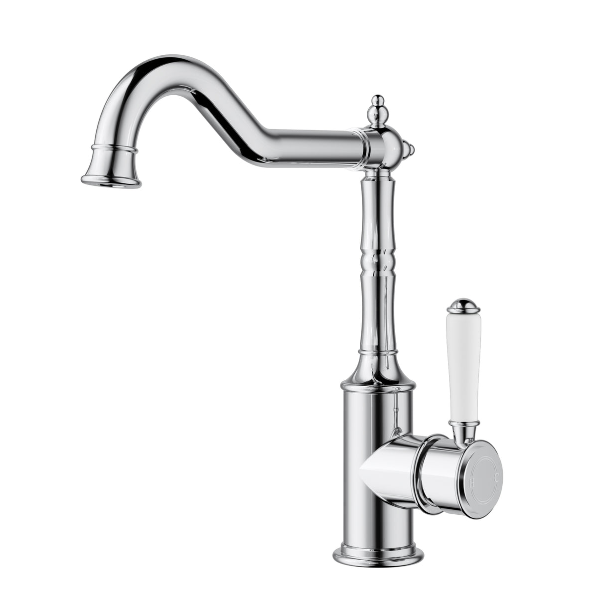Clasico Sink Mixer Hook Spout / Ceramic Handle - Chrome