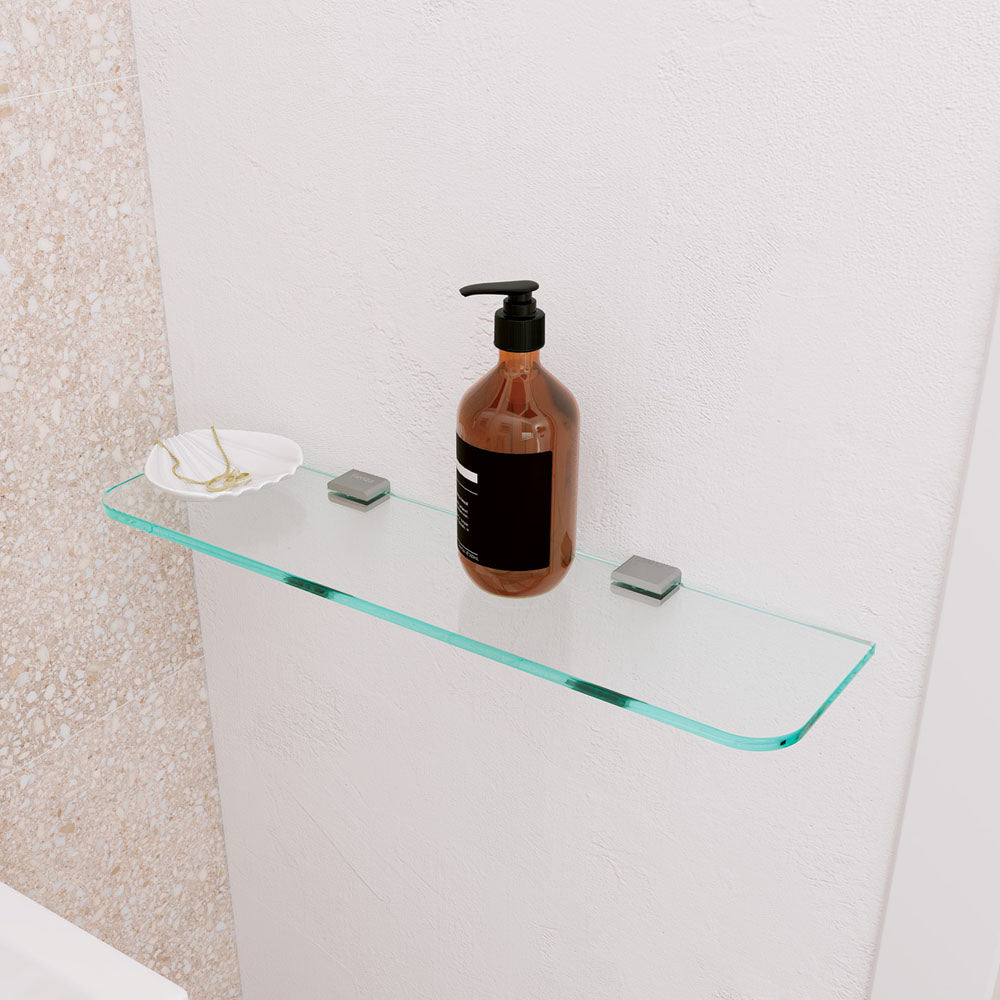 Tono Glass Shelf - Brushed Nickel