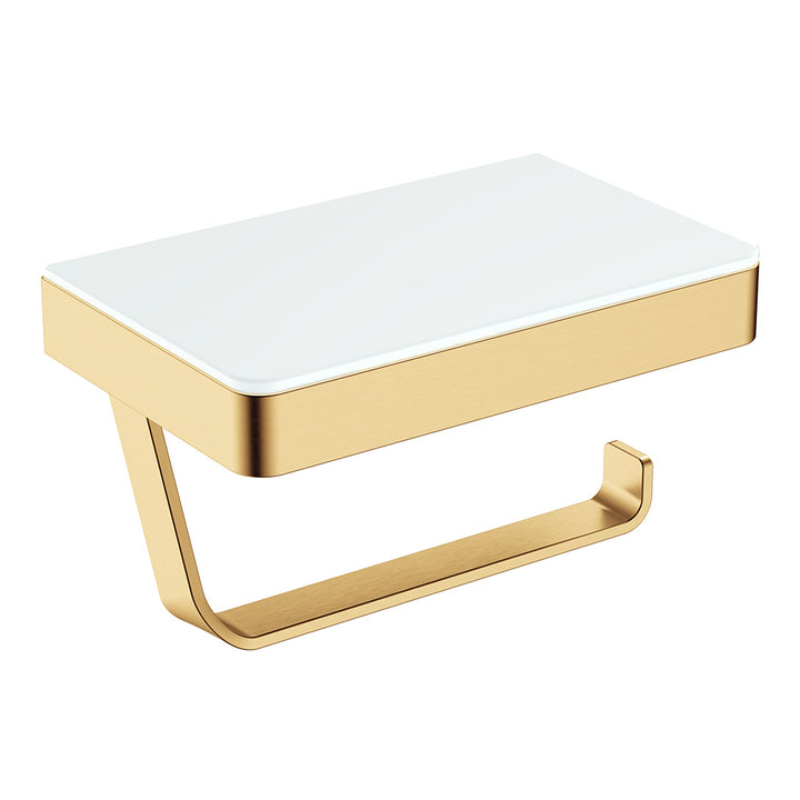 Tono Toilet Roll Holder with Glass Shelf - Urban Brass