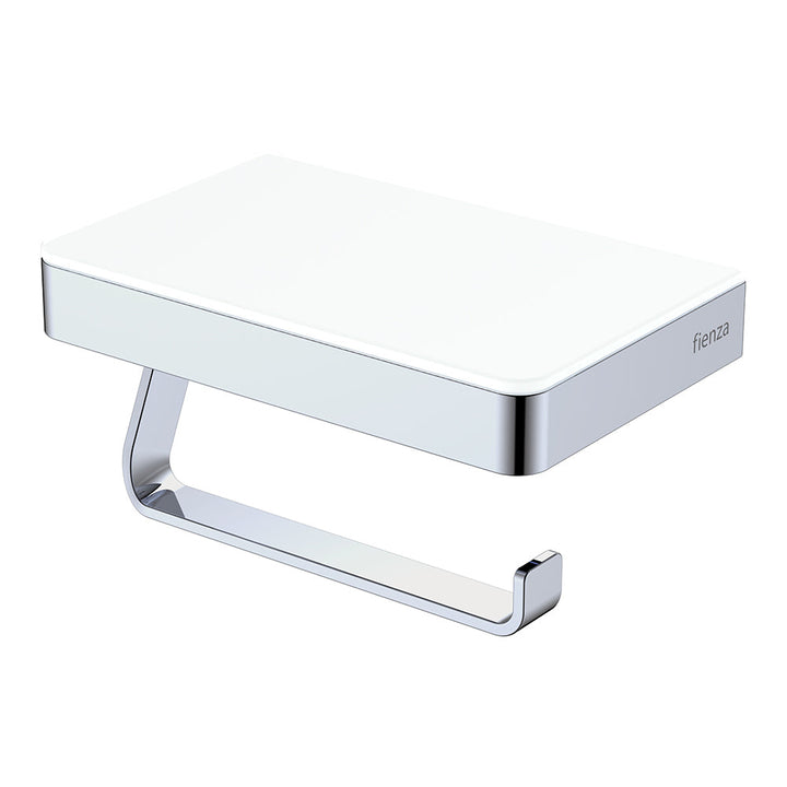 Tono Toilet Roll Holder with Glass Shelf - Chrome