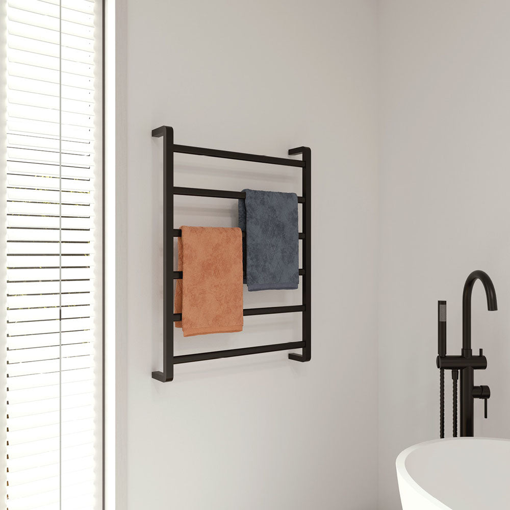 Tono Heated Towel Rail, 600 x 800mm - Matte Black