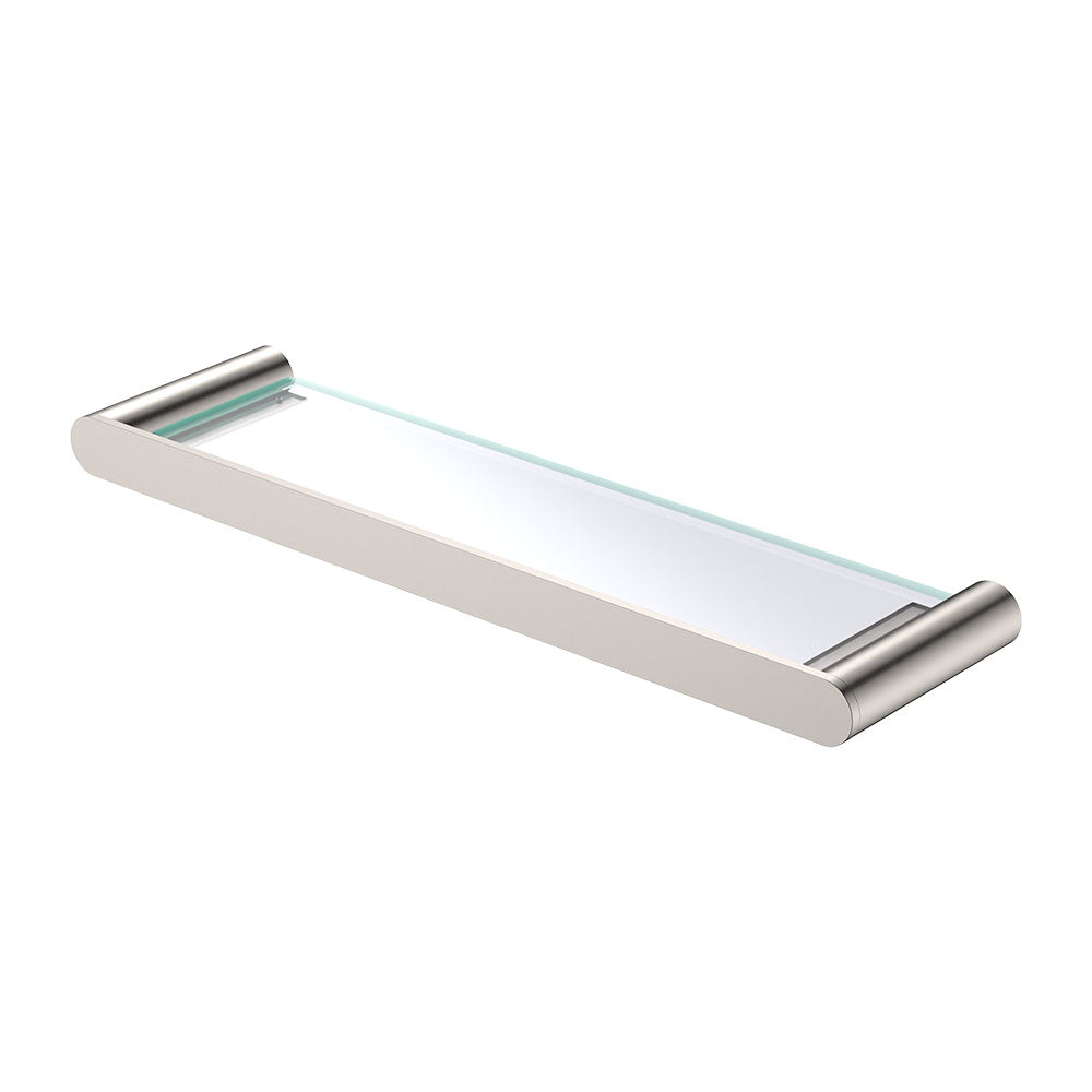 Empire Slim Glass Shelf - Brushed Nickel