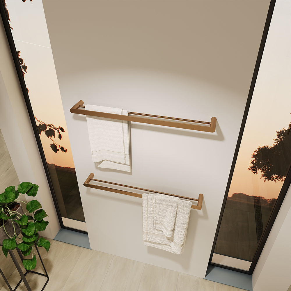 Empire Slim Double Towel Rail, 800mm - Brushed Copper
