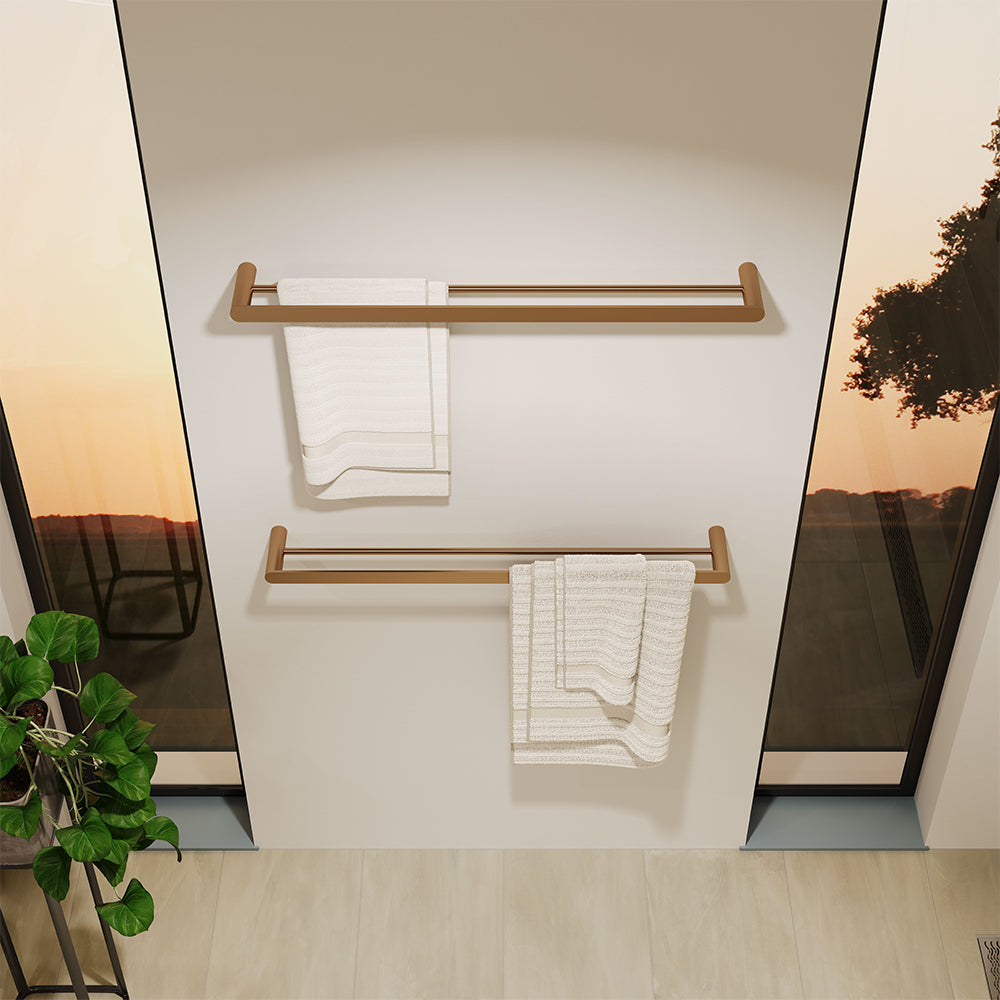 Empire Slim Double Towel Rail, 800mm - Brushed Copper