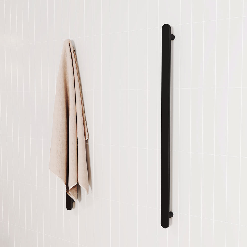 Empire Slim Vertical Heated Towel Rail, 60 x 900mm - Matte Black