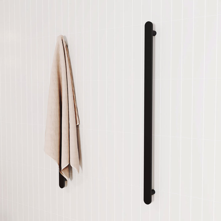 Empire Slim Vertical Heated Towel Rail, 60 x 900mm - Matte Black