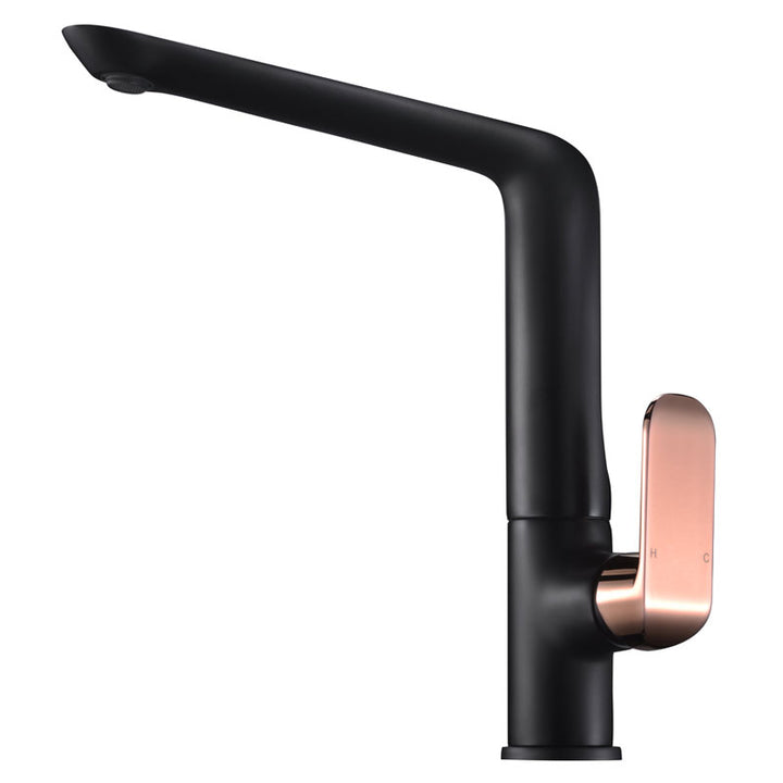 Kara Sink Mixer - Matte Black / Rose Gold