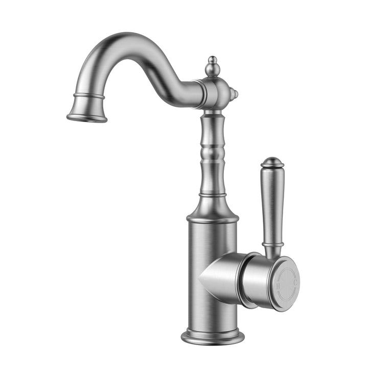 Clasico Tall Basin Mixer Hook Spout - Brushed Nickel