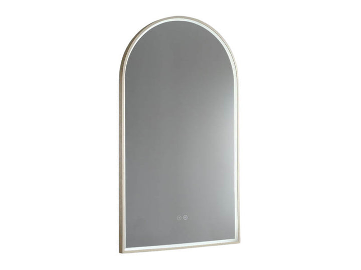 Arch LED Mirror with Demister and Portable Magnifier Baltic Brass product view 4