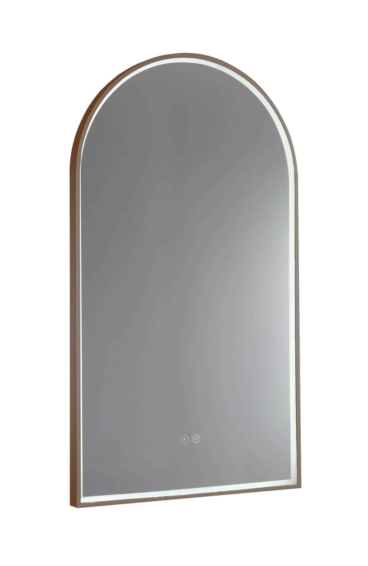 Arch LED Mirror with Demister and Portable Magnifier Cuban Bronze