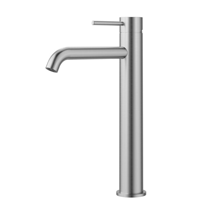 Otus Slimline Basin Mixer High Rise Curved Spout - Stainless Steel
