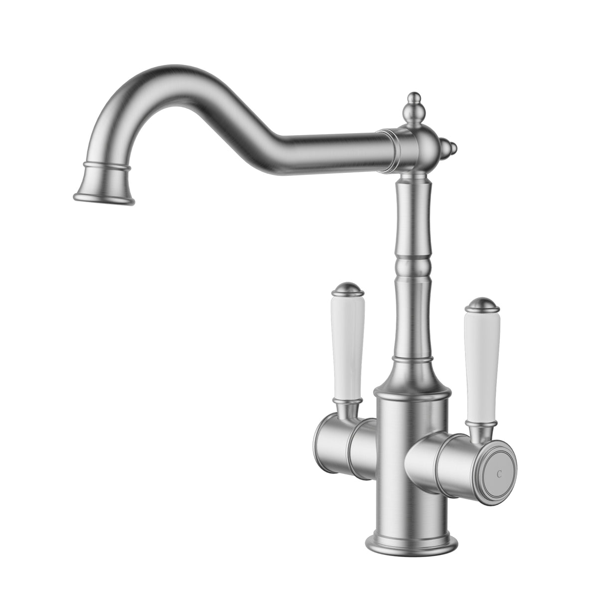 Clasico Sink Mixer Twin Handle / Ceramic Handle - Brushed Nickel