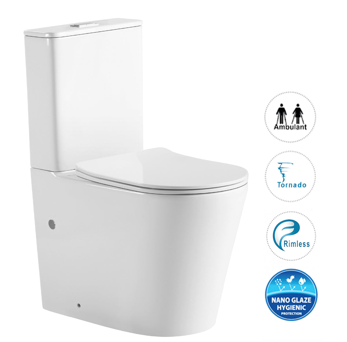 Radiant Back to Wall Toilet Suite with Slim Seat, Gloss White - main view