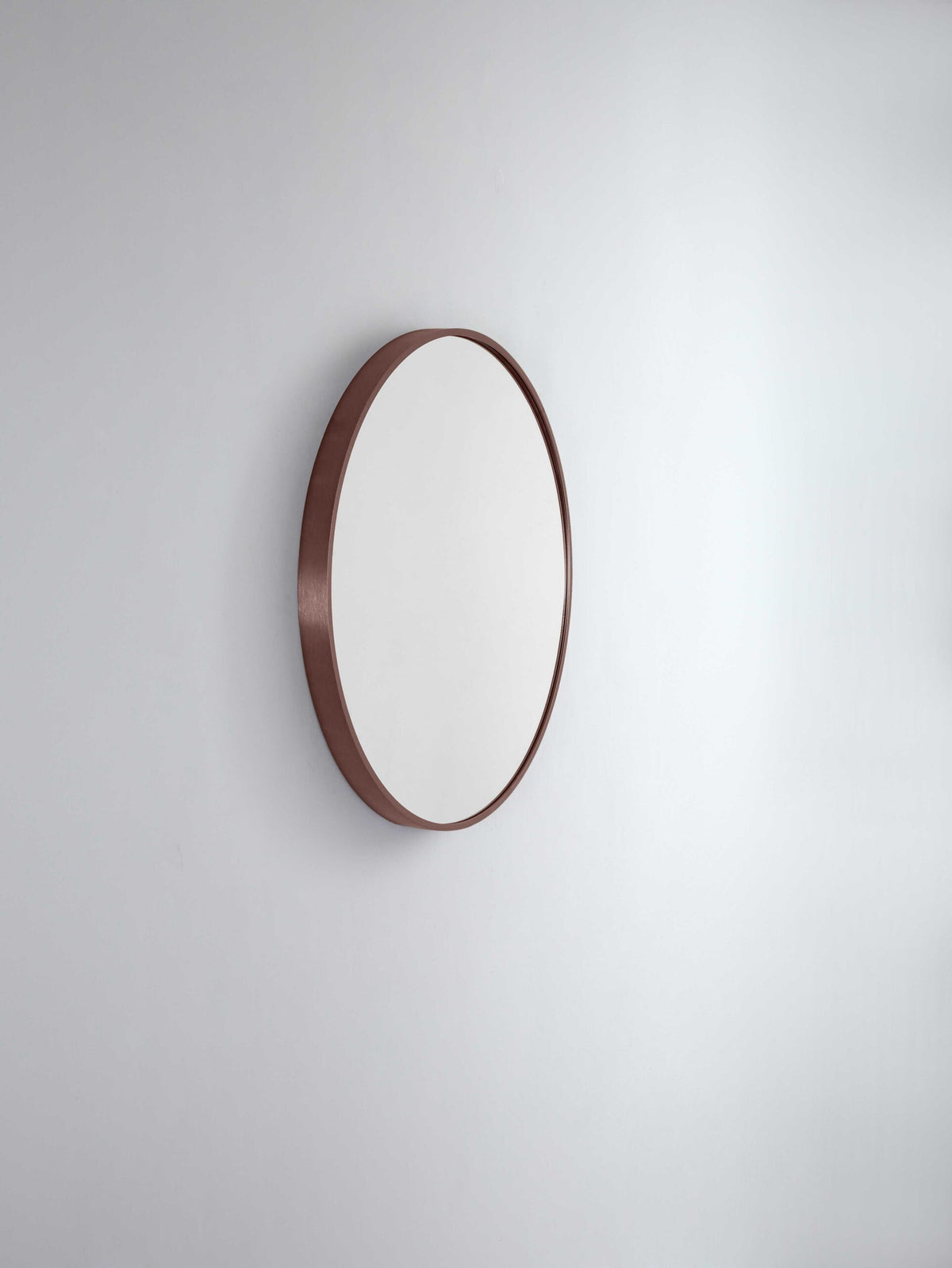 Modern Round Mirror with Portable Magnifier Cuban Bronze