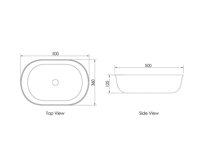 Bronte Oval 500x350x130 Matte White Basin