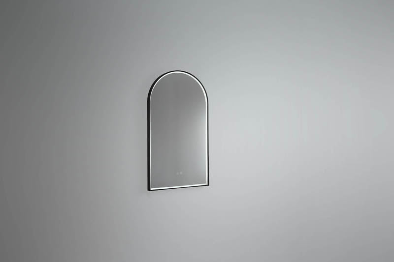 Arch LED Mirror with Demister and Portable Magnifier Manhattan Black lifestyle view