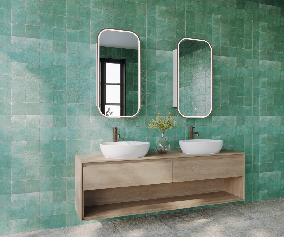 Piazza LED Rectangle Shaving Cabinet Cuban Bronze