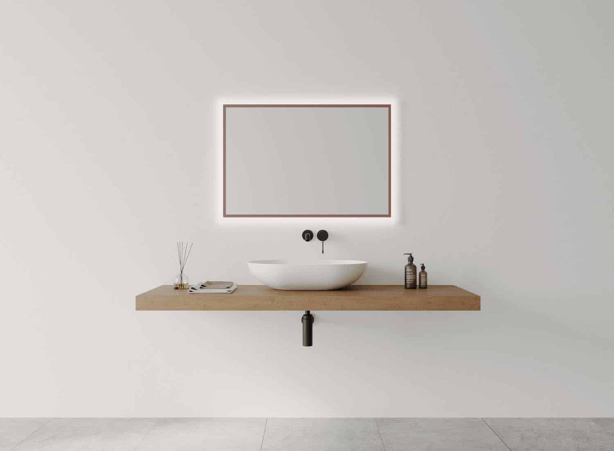 Framed R Series Rectangle LED Mirror Cuban Bronze