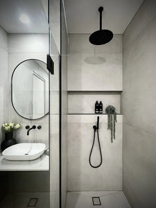 Round Ceiling Shower Arm 300mm - Matte Black Meir