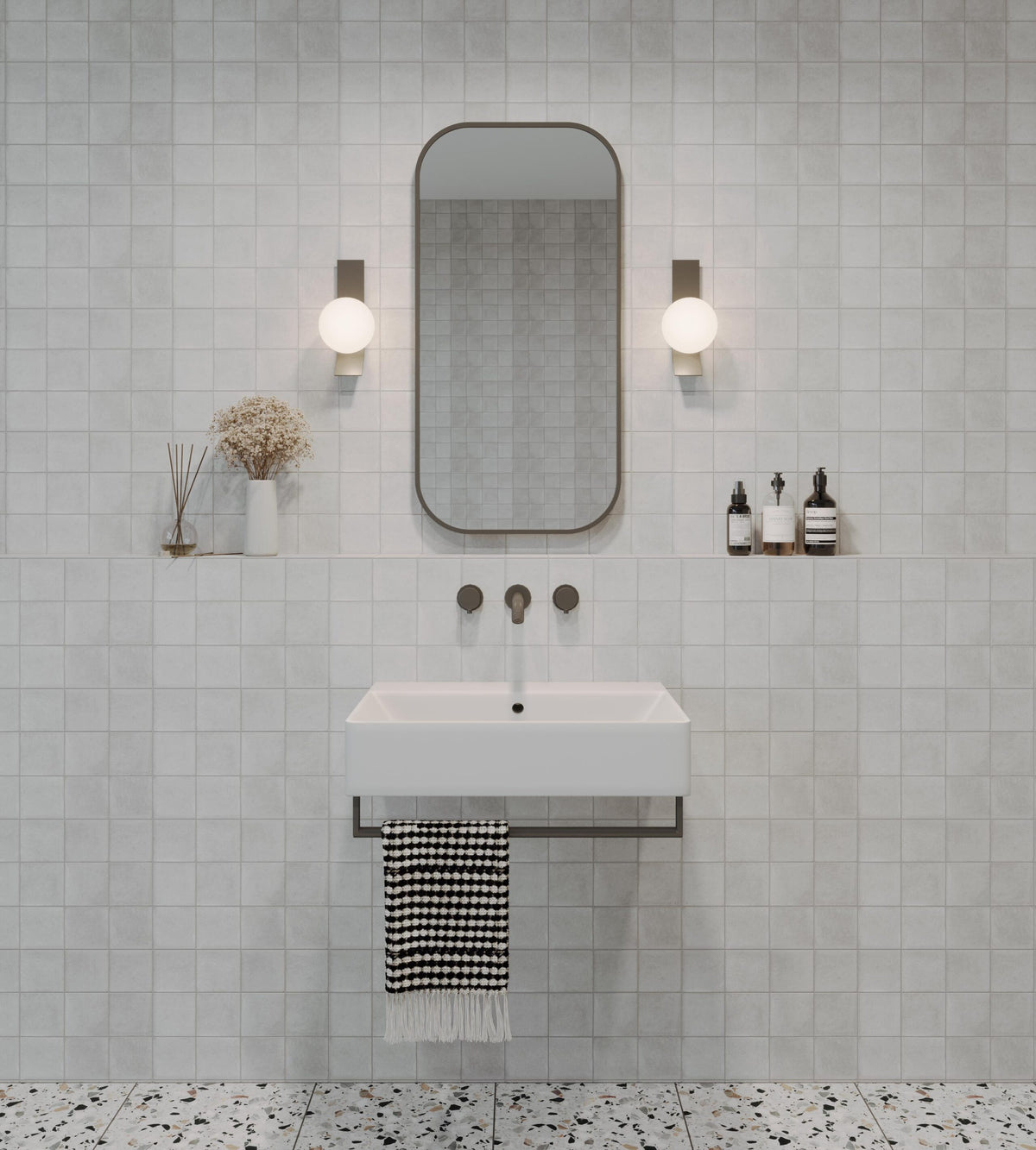 Modern Soft Rectangle Mirror with Portable Magnifier Georgian Metal