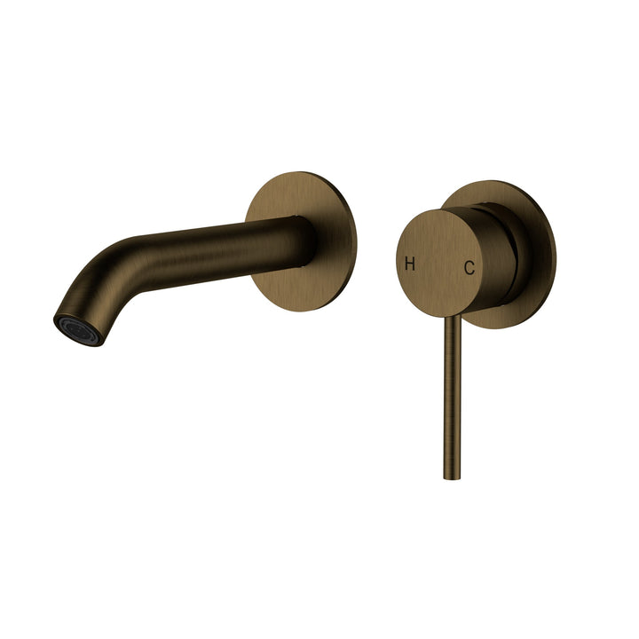 Otus Slimline Wall Basin Mixer Trim Kit with Separate Cover Plate - Antique Brass