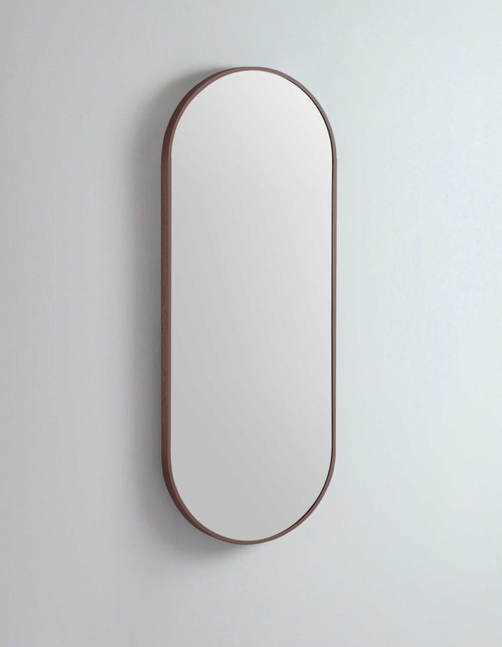 Modern Oblong Mirror with Portable Magnifier Cuban Bronze