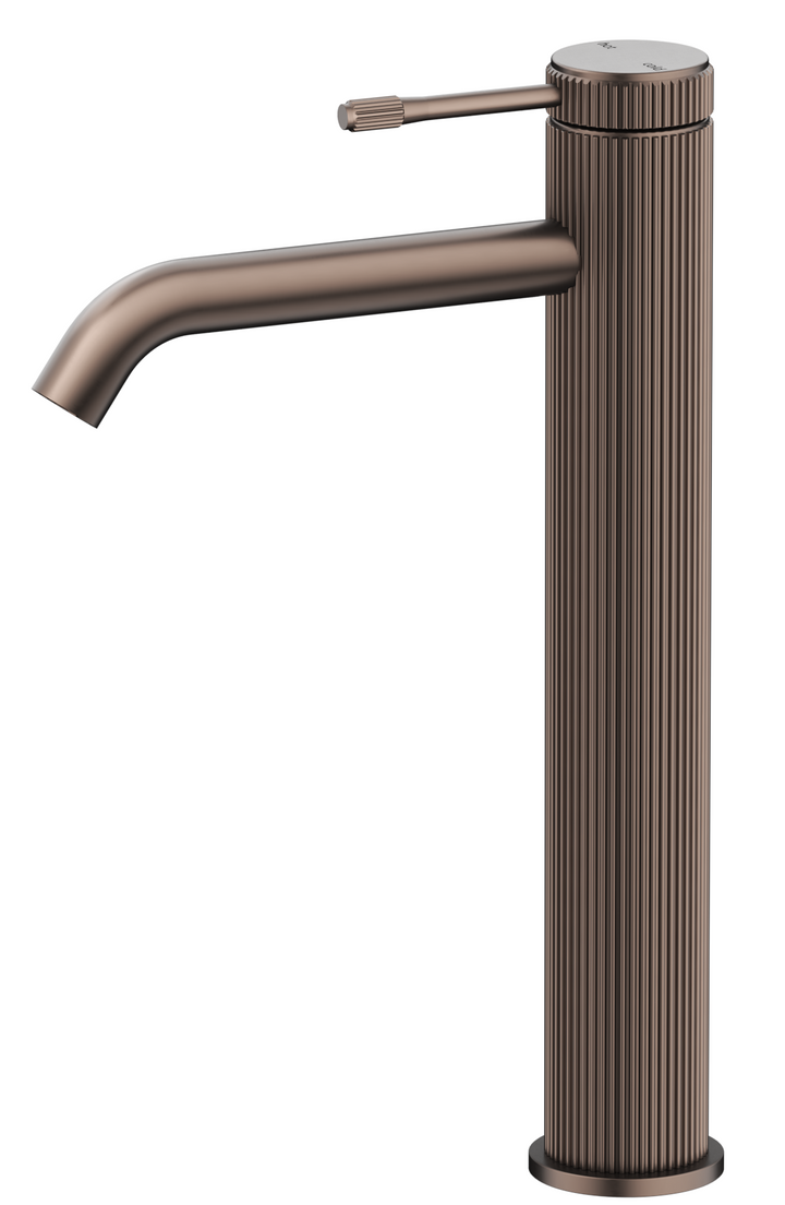 Mica Fluted Tall Basin Mixer - Dusk Bronze