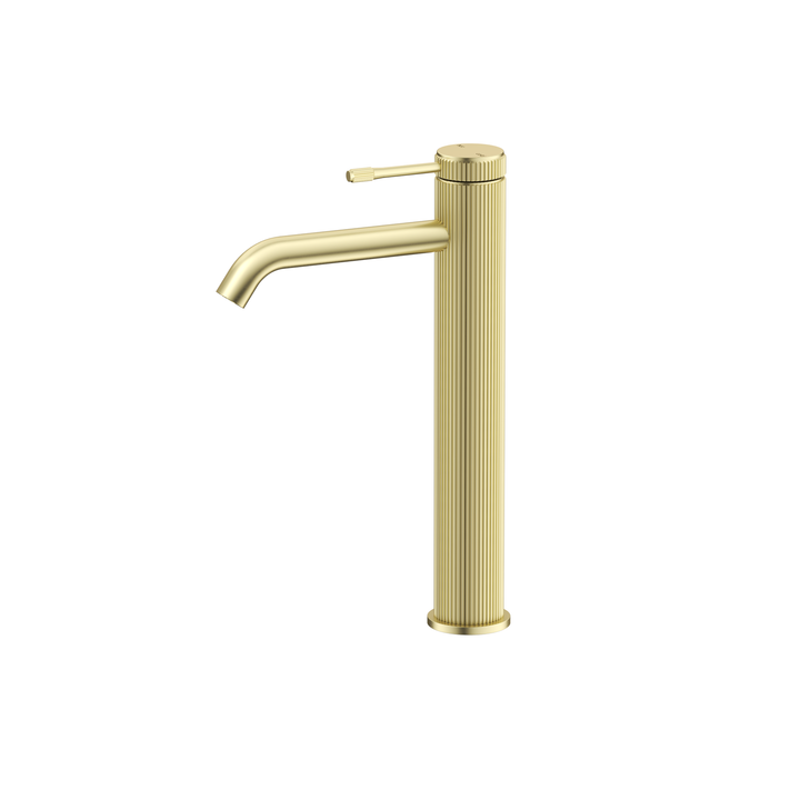 Mica Fluted Tall Basin Mixer - French Gold